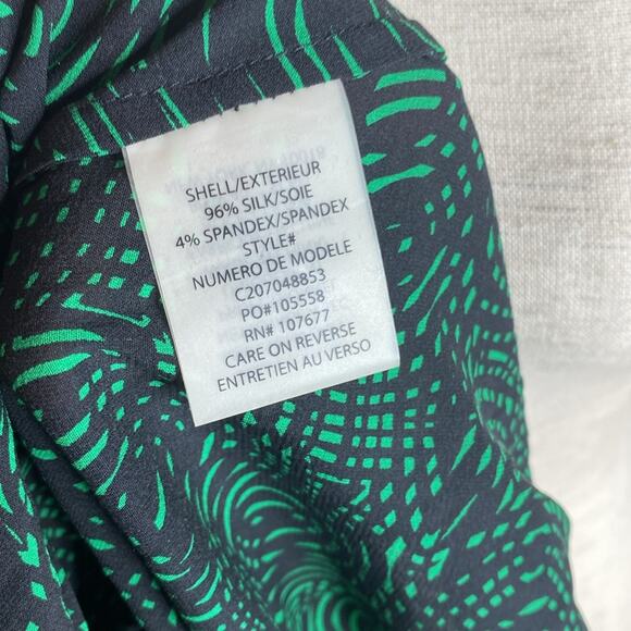 Alice + Olivia silk blend blouse tie neck bow long sleeve printed smocked - Picture 6 of 6